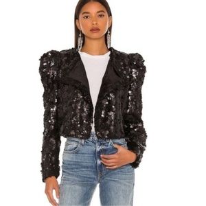 Blank NYC black sequin bomber jacket